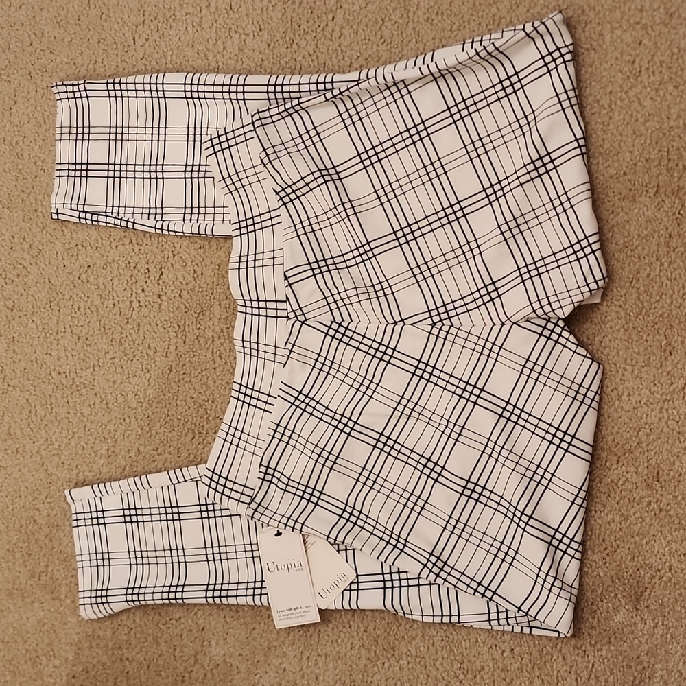 Utopia by Hue Legging High Tise Skimmer Window Pane Plaid size Large - Picture 2 of 11